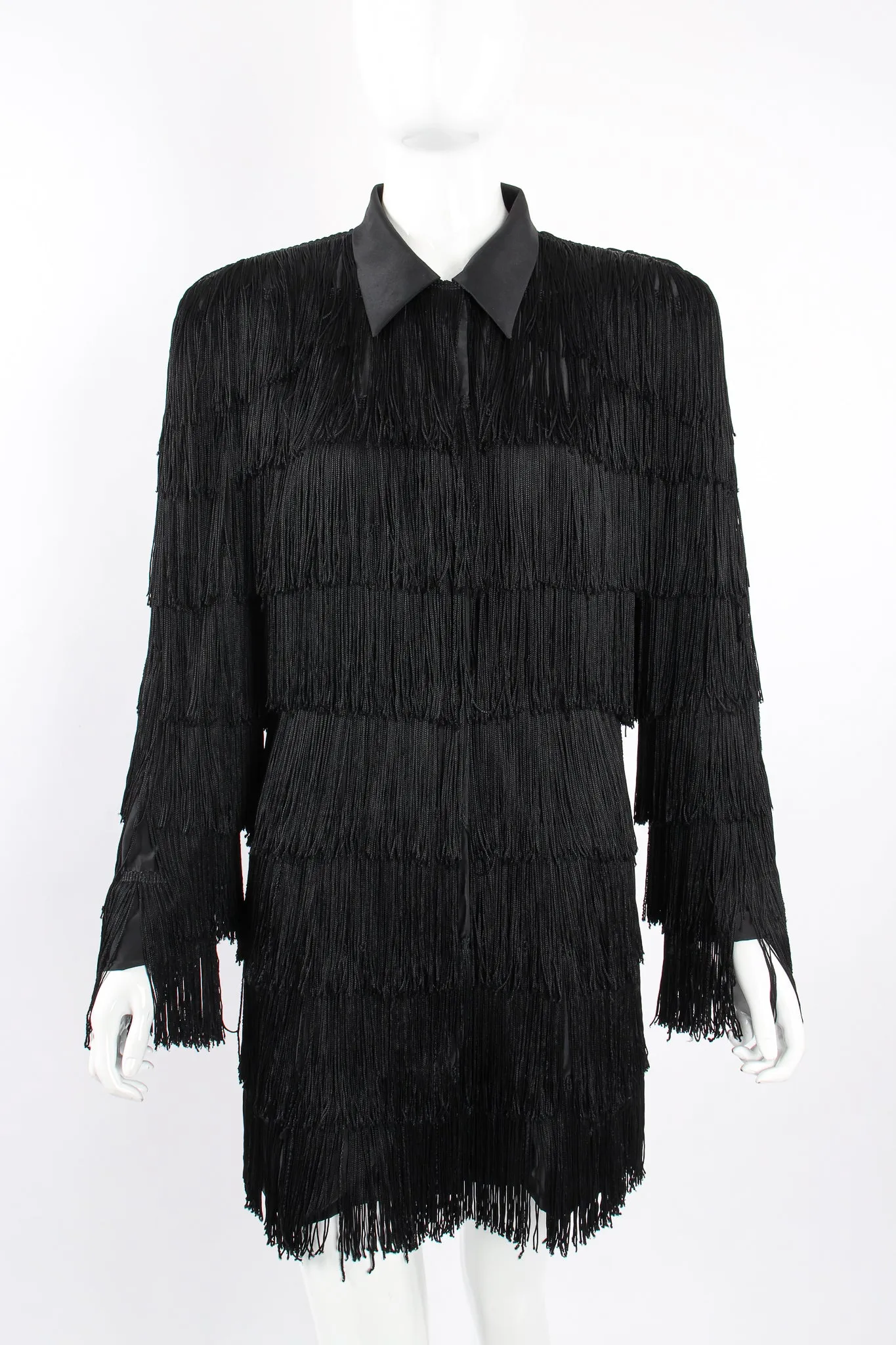 Fringed Shimmy Shirt Dress