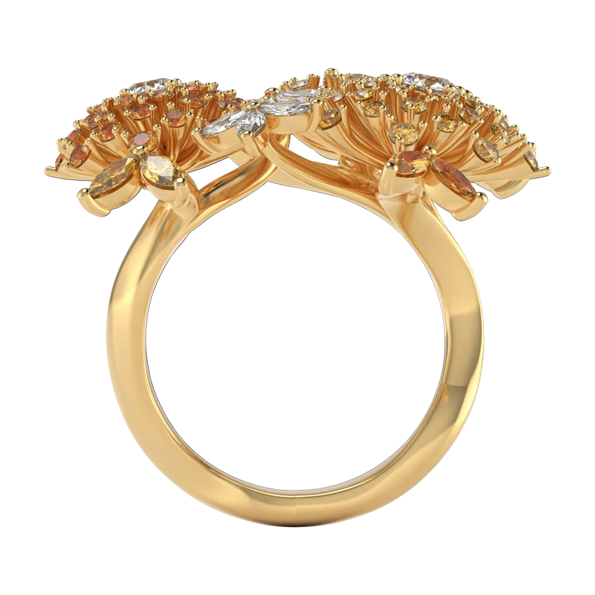 Garden Fashion Ring in 18k Gold with Diamonds & Sapphires