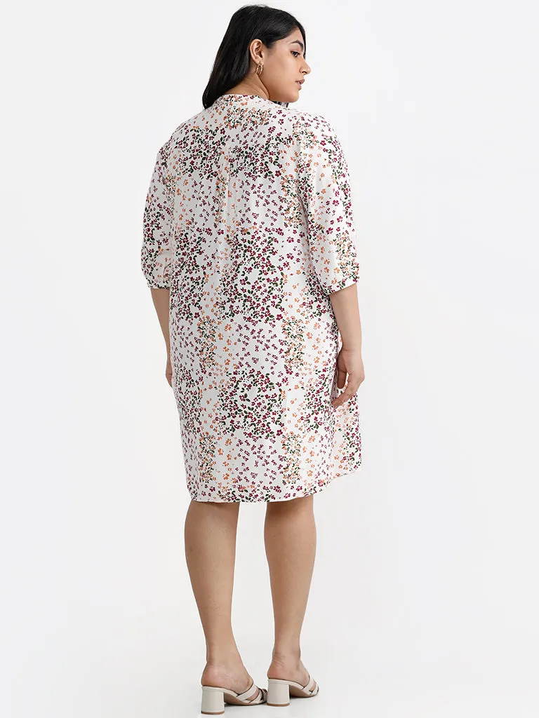 Gia White Floral-Patterned Tiered Dress