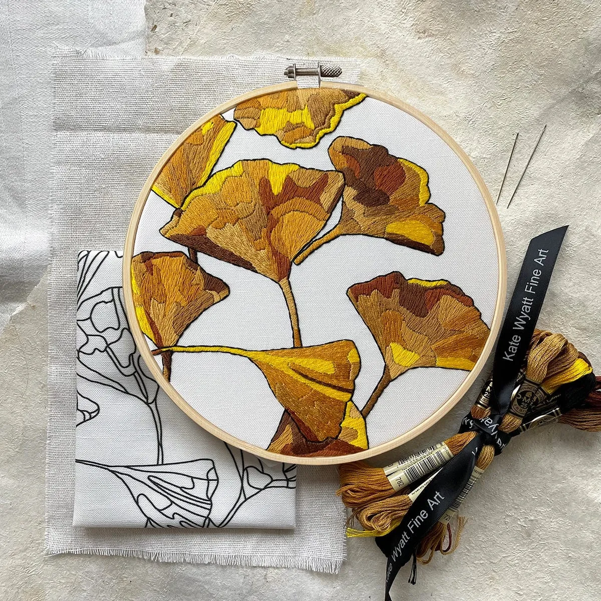 Gingko Embroidery Kit - Kate Wyatt Fine Art