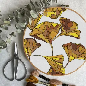 Gingko Embroidery Kit - Kate Wyatt Fine Art