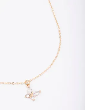 Gold Asymmetrical Butterfly Necklace