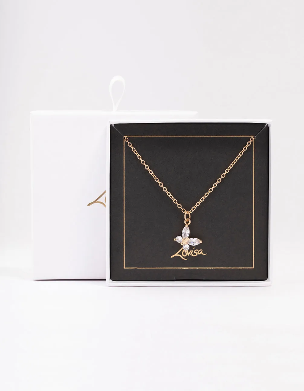 Gold Asymmetrical Butterfly Necklace