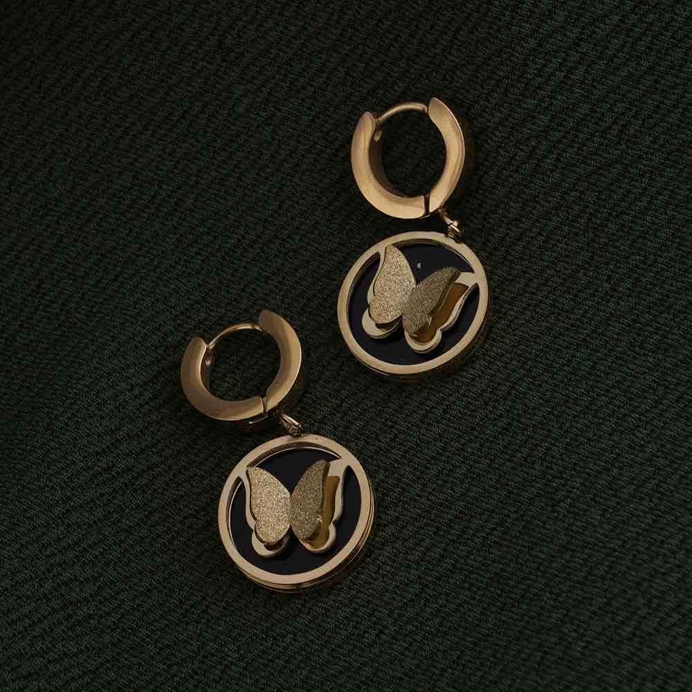 Gold Butterfly Hoop Earrings