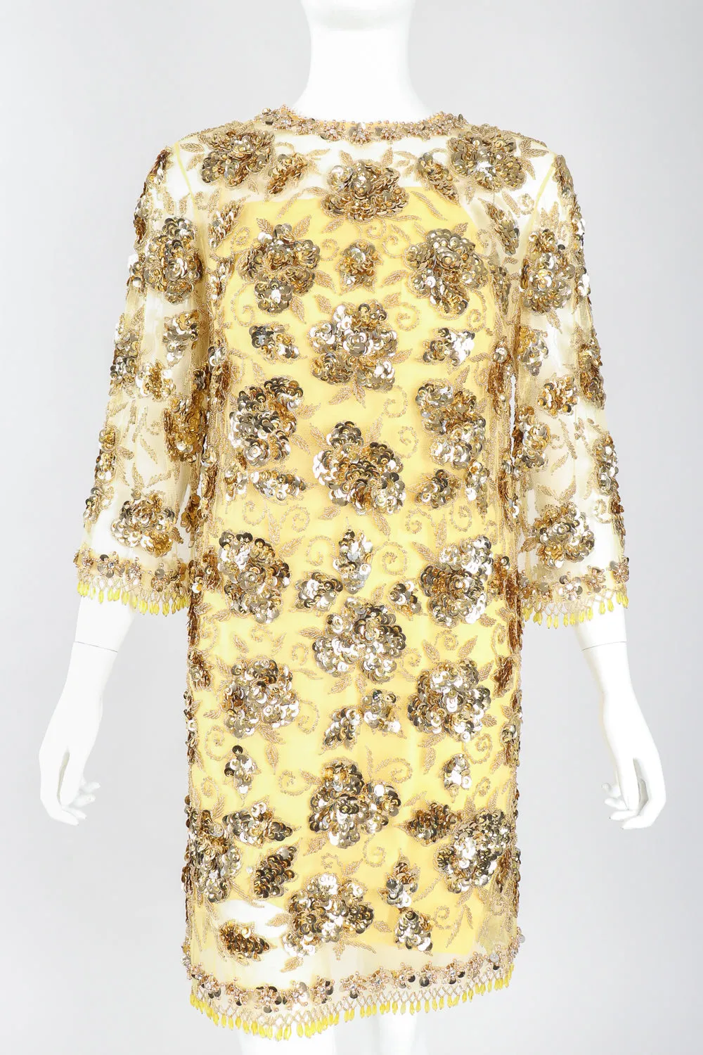 Golden Embellished Shift Dress