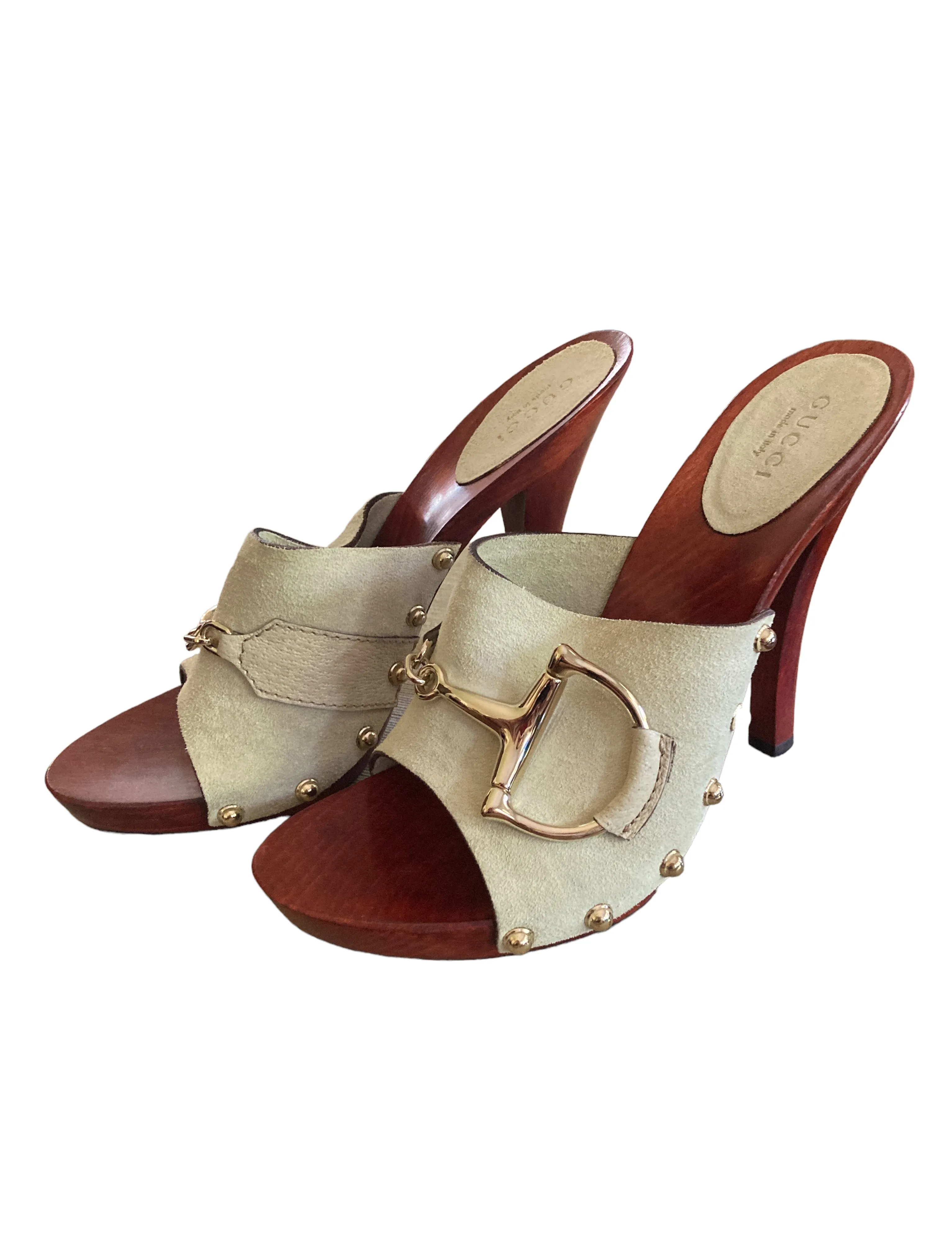 Gucci Sand Suede Horsebit Antigua Heels, 7