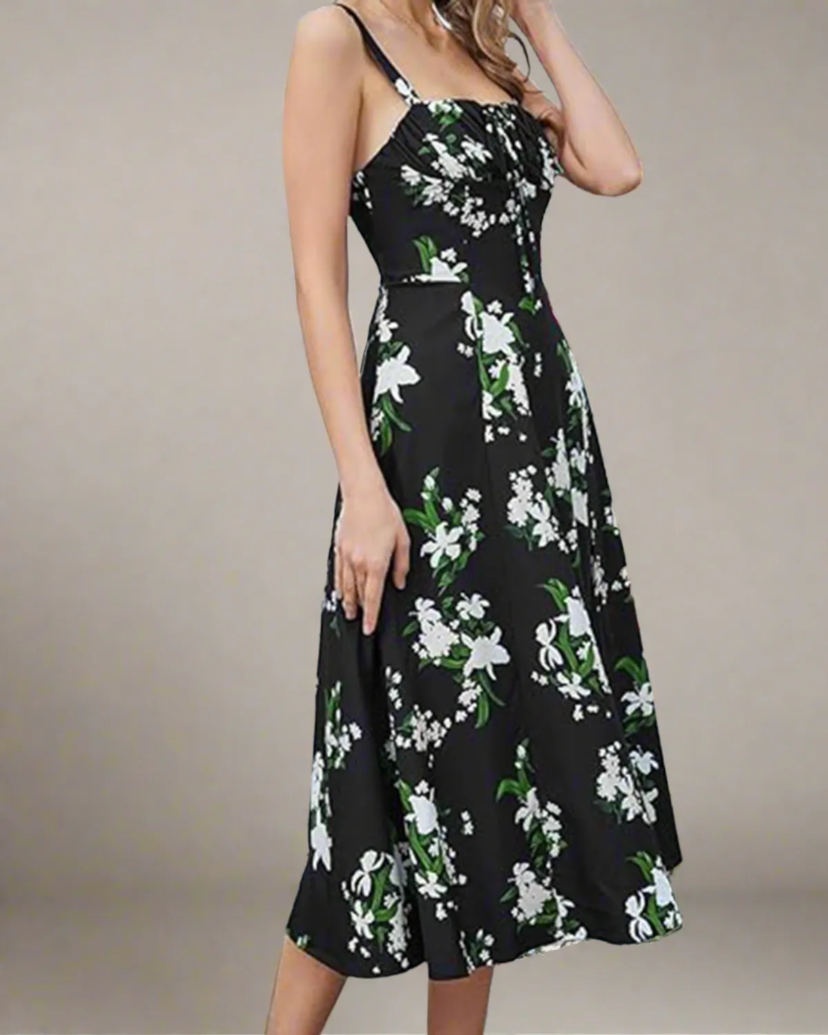 Heidi Black Floral Corset Summer Dress