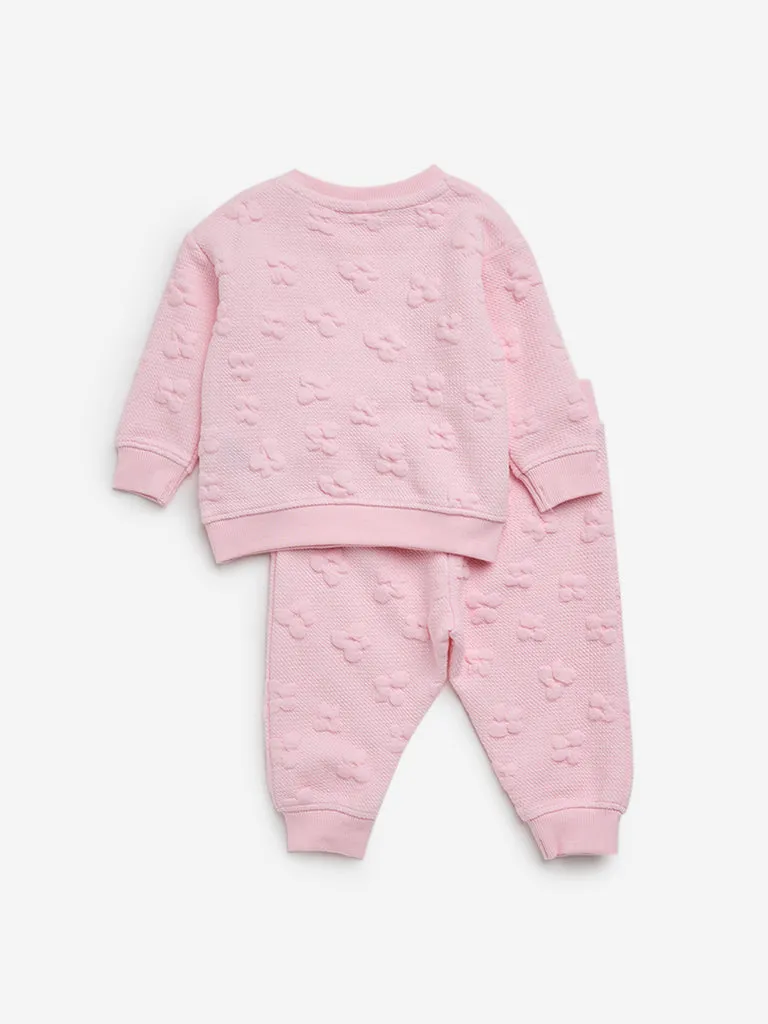 HOP Baby Pink Circular Patterned Sweatshirt and Joggers Set