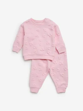 HOP Baby Pink Circular Patterned Sweatshirt and Joggers Set