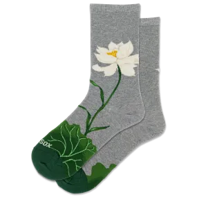 HOTSOX Women's White Lotus Crew Socks