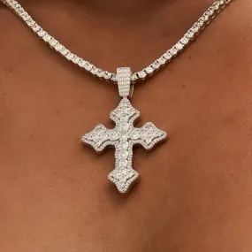 Iced Gothic Cross in White Gold