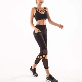 Icon Mesh Detail 7/8 Leggings With Workout Top Set