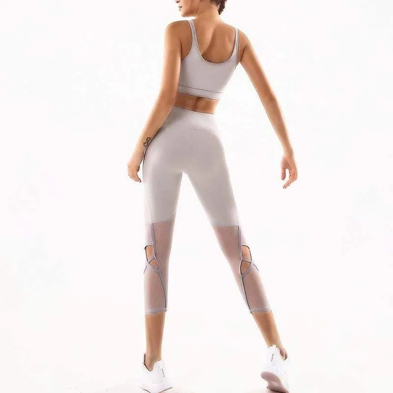 Icon Mesh Detail 7/8 Leggings With Workout Top Set