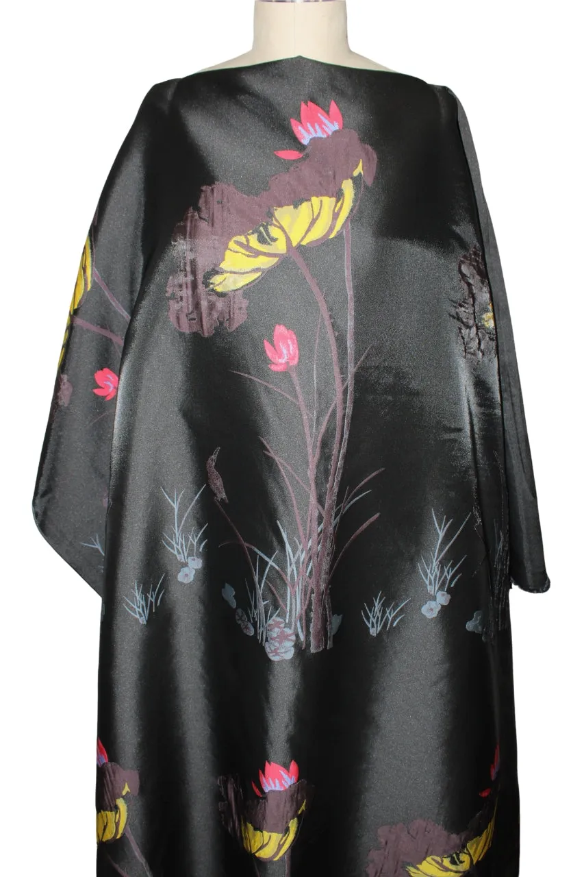 In the Marshes Italian Brocade Panel - Black/Eggplant/Blue/Red/Yellow