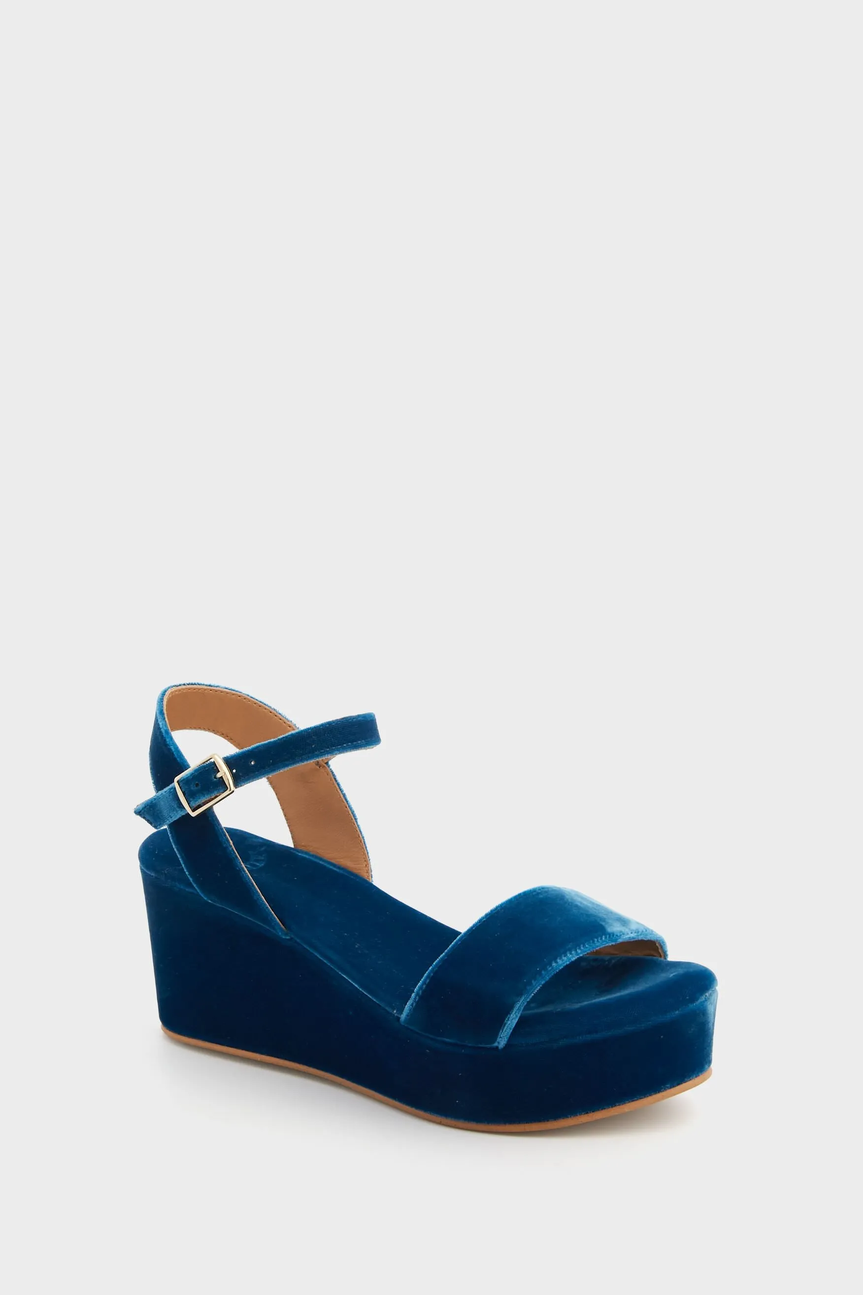 Indigo Girasol Velvet Platform Heels