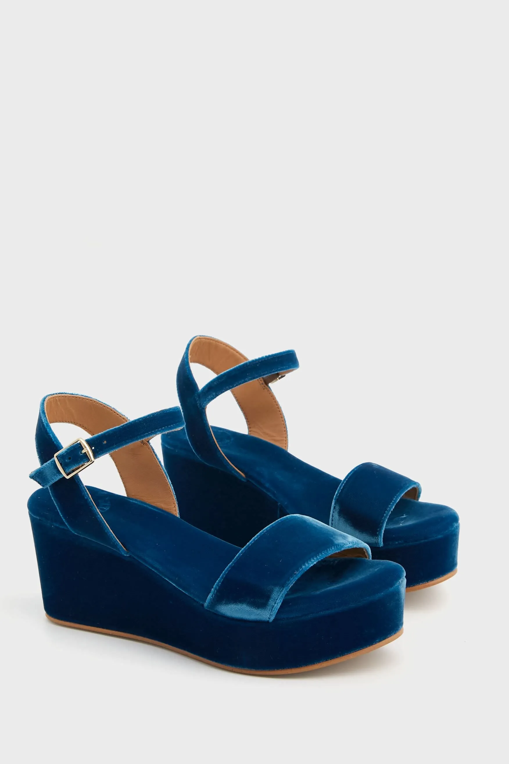 Indigo Girasol Velvet Platform Heels