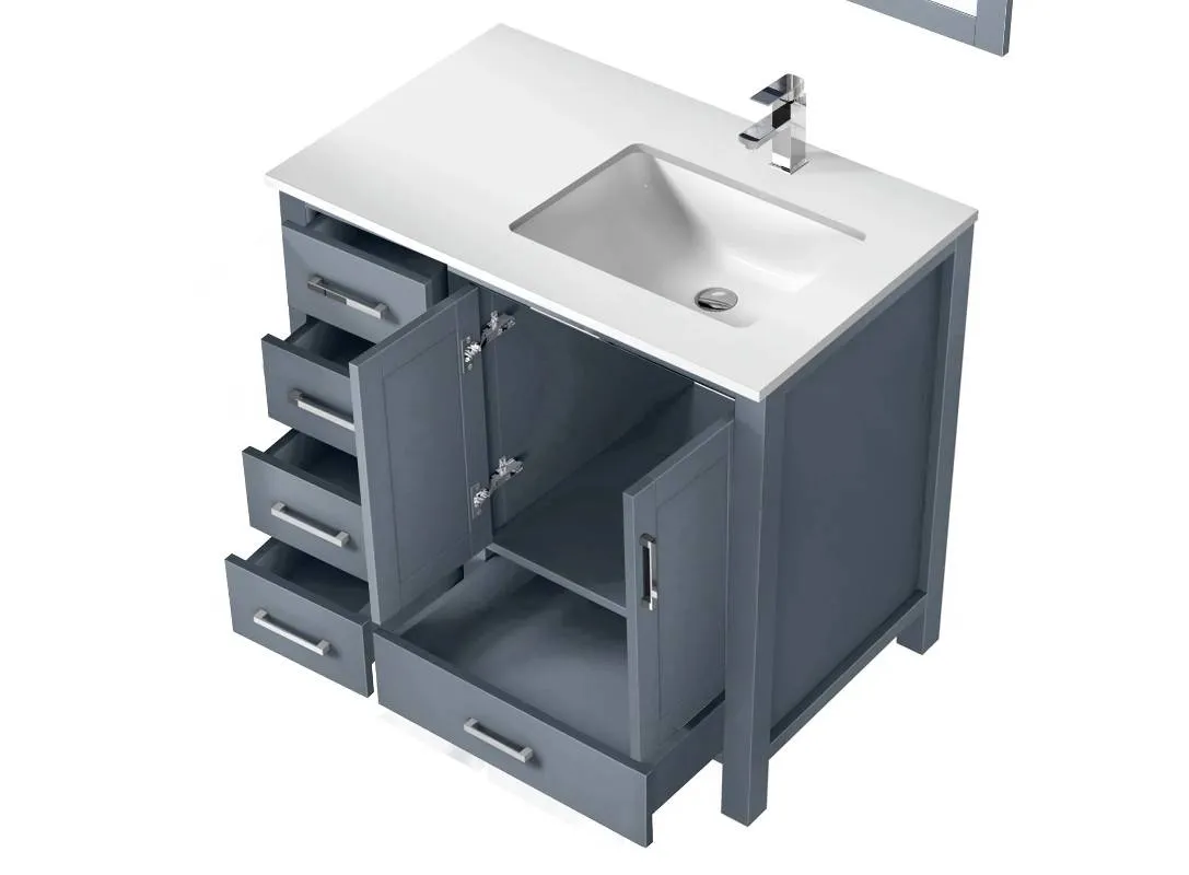 Jacques Modern Dark Grey 36 Single Sink Vanity - Right Version | LJ342236SBWQ000R