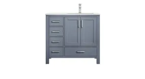 Jacques Modern Dark Grey 36 Single Sink Vanity - Right Version | LJ342236SBWQ000R