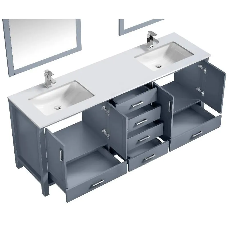 Jacques Modern Dark Grey 80 Double Sink Vanity Set | LJ342280DBWQM30F