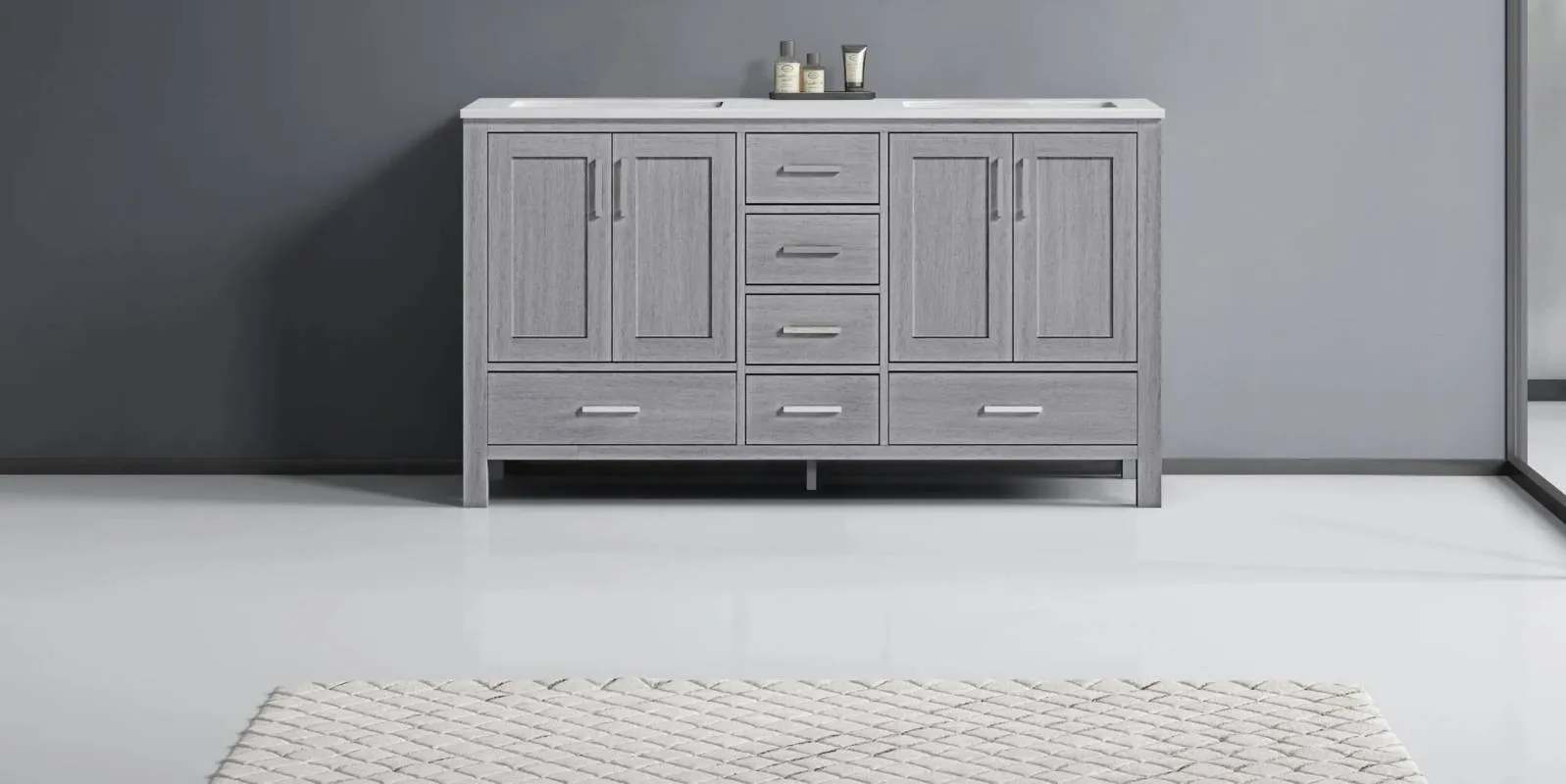 Jacques Modern Distressed Grey 60 Double Sink Vanity | LJ342260DDWQ000