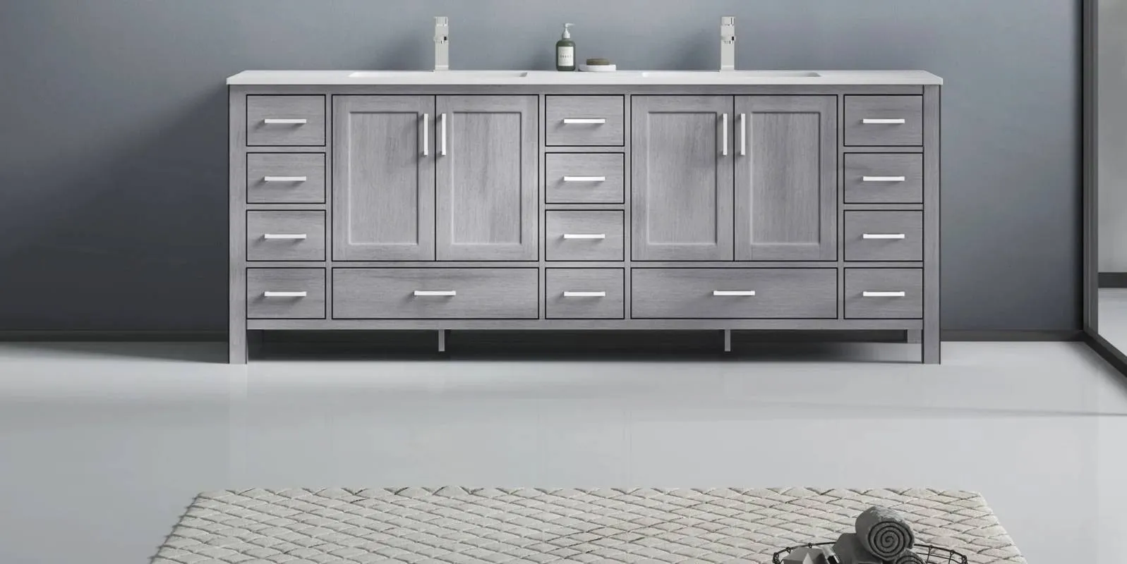 Jacques Modern Distressed Grey 84 Double Sink Vanity | LJ342284DDWQ000