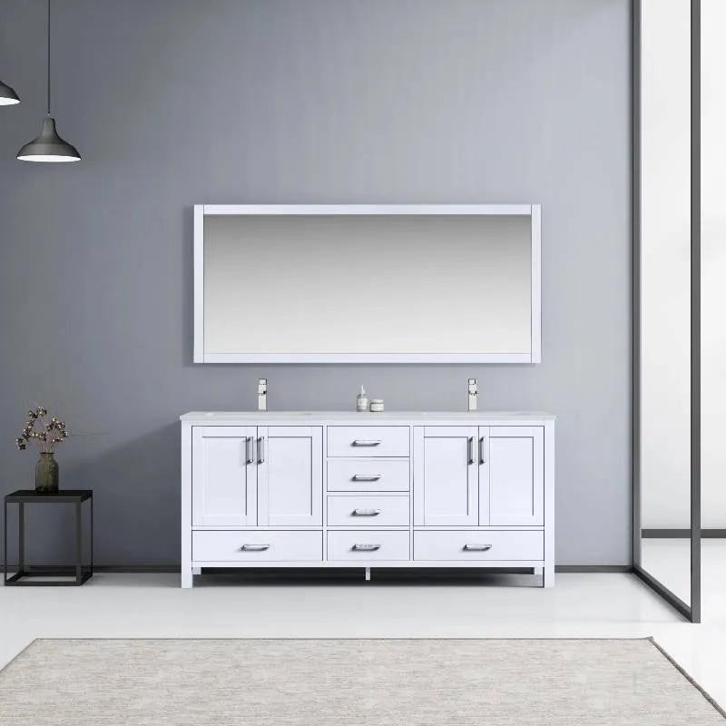 Jacques Modern White 72 Double Sink Vanity with 70 Mirror | LJ342272DAWQM70