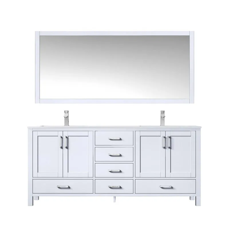 Jacques Modern White 72 Double Sink Vanity with 70 Mirror | LJ342272DAWQM70