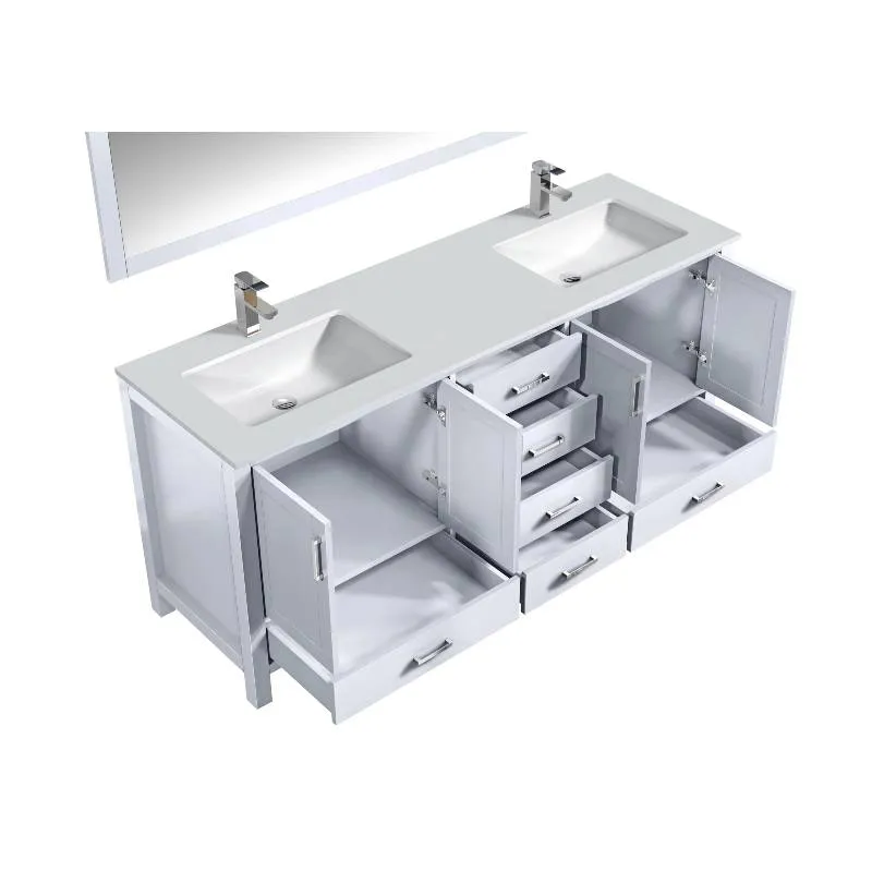 Jacques Modern White 72 Double Sink Vanity with 70 Mirror | LJ342272DAWQM70