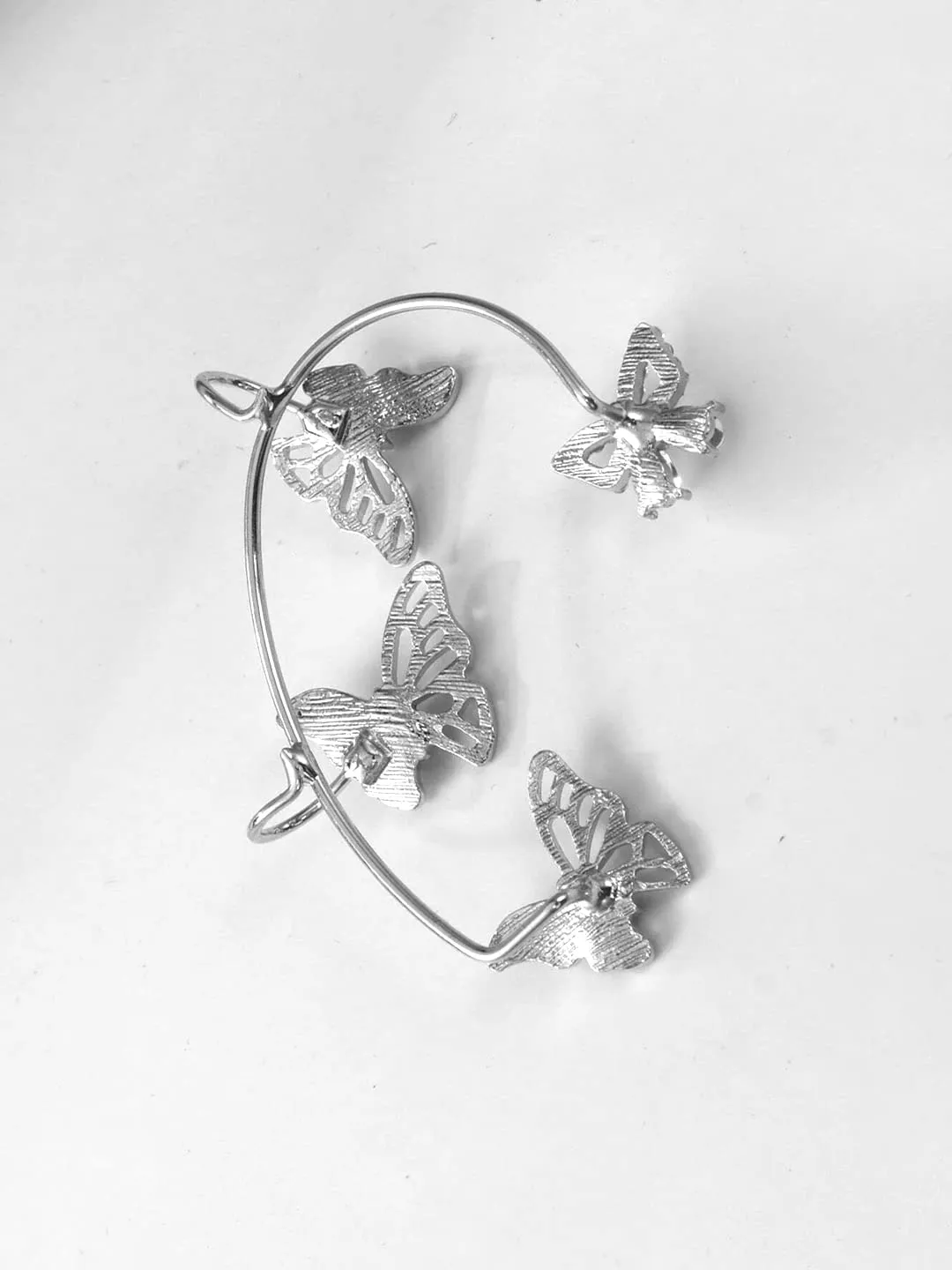 Kairangi Earring For Women Silver Tone Crystal Studded Shiny Non-Pierced Butterfly Designed Earrcuffs For Women and Girls