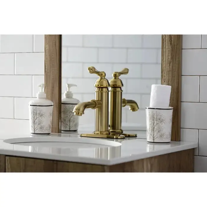 Kingston Brass American Classic KS7417ACL Single-Handle 1-Hole Deck Mount Bathroom Faucet with Brass Pop-Up