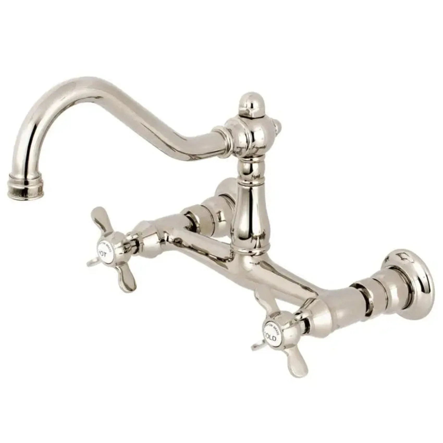 Kingston Brass Essex KS324XBEX-P Two-Handle 2-Hole Wall Mounted Bathroom Faucet