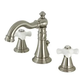 Kingston Brass fsc197xapx-P Two-Handle 3-Hole Deck Mount Widespread Bathroom Faucet With Pop-up Drain