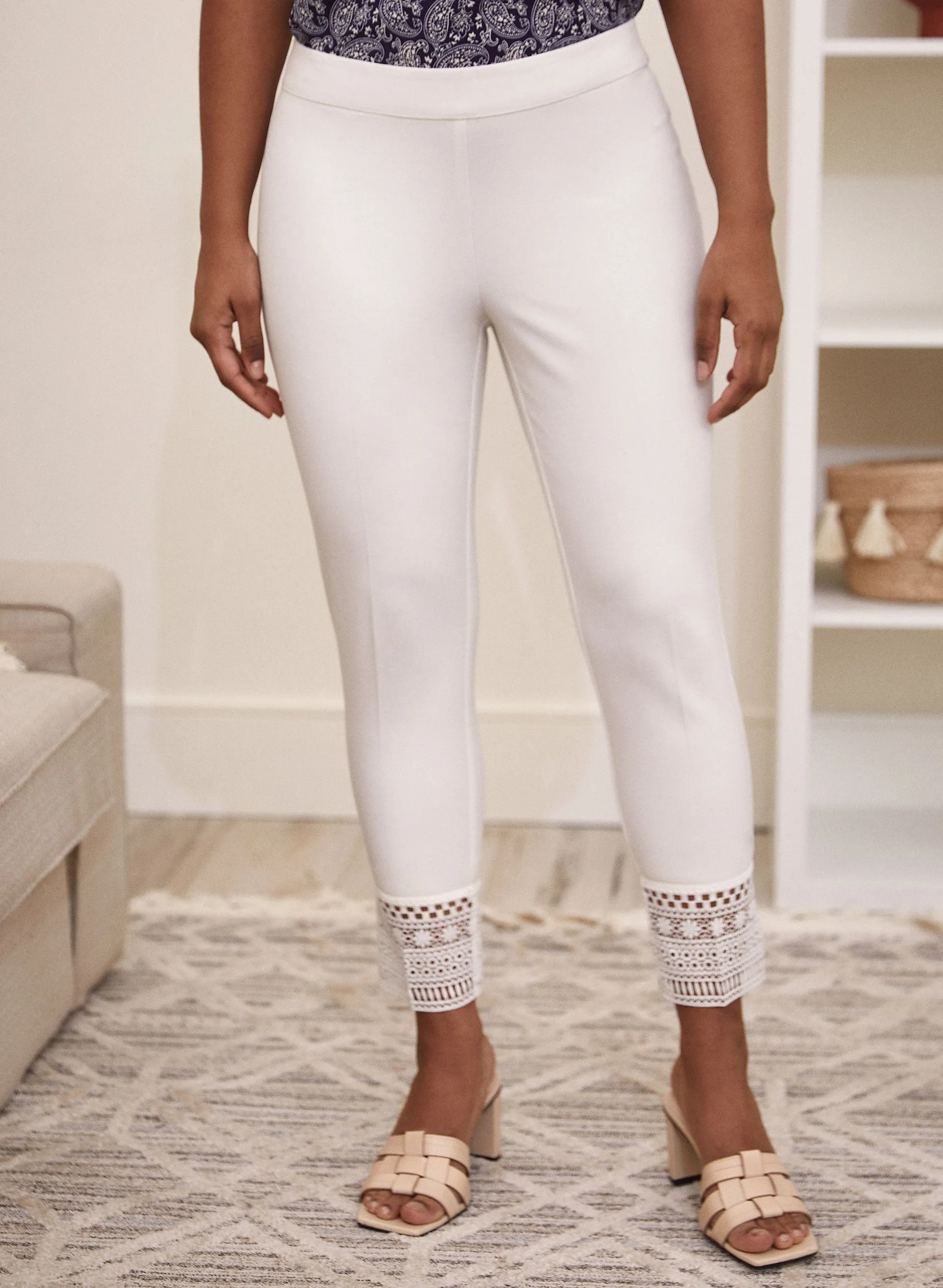 Lace Detail Pull-On Pants