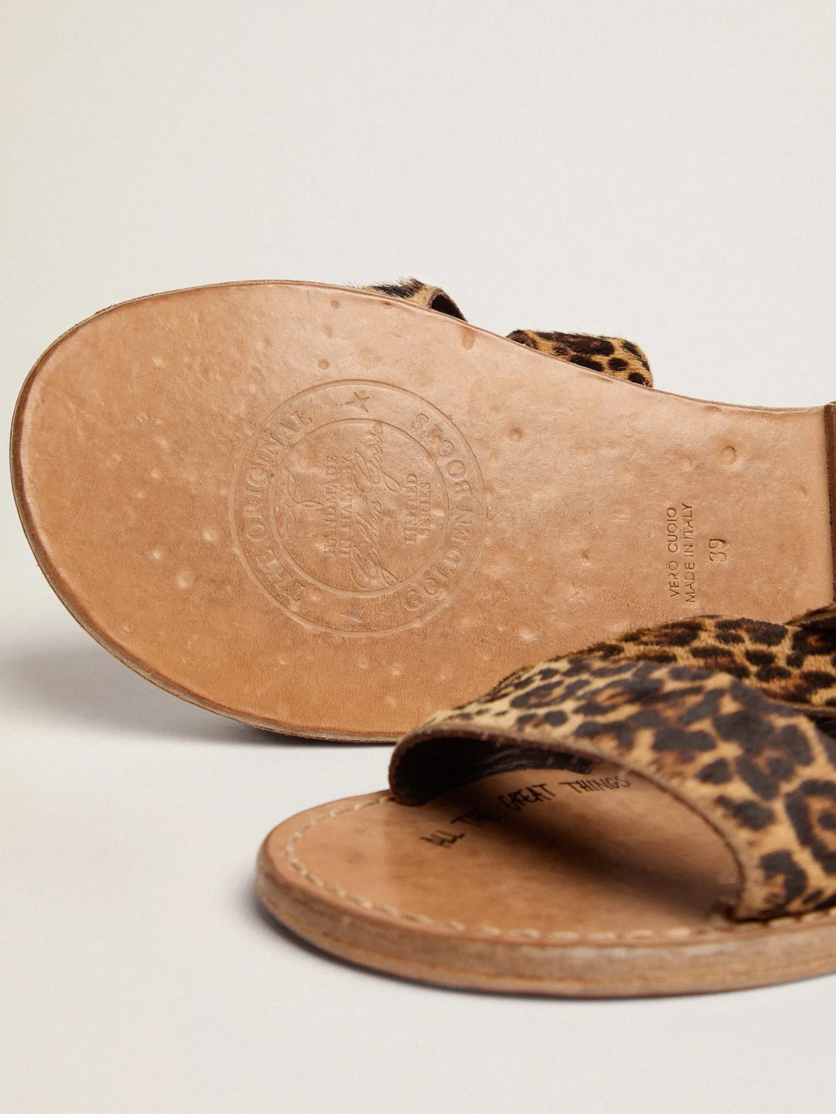 Leopard pony skin sandals for women Margaret