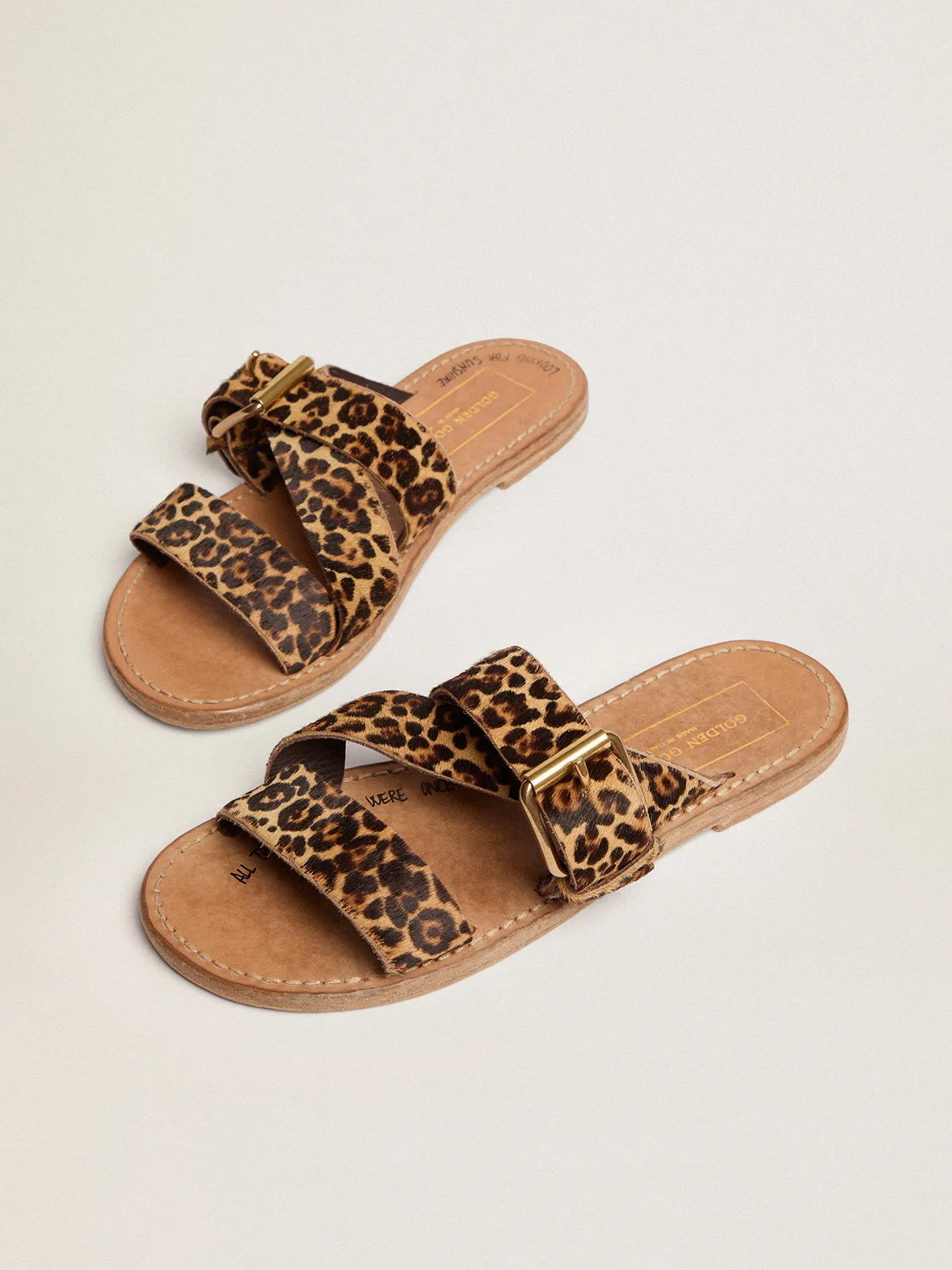 Leopard pony skin sandals for women Margaret