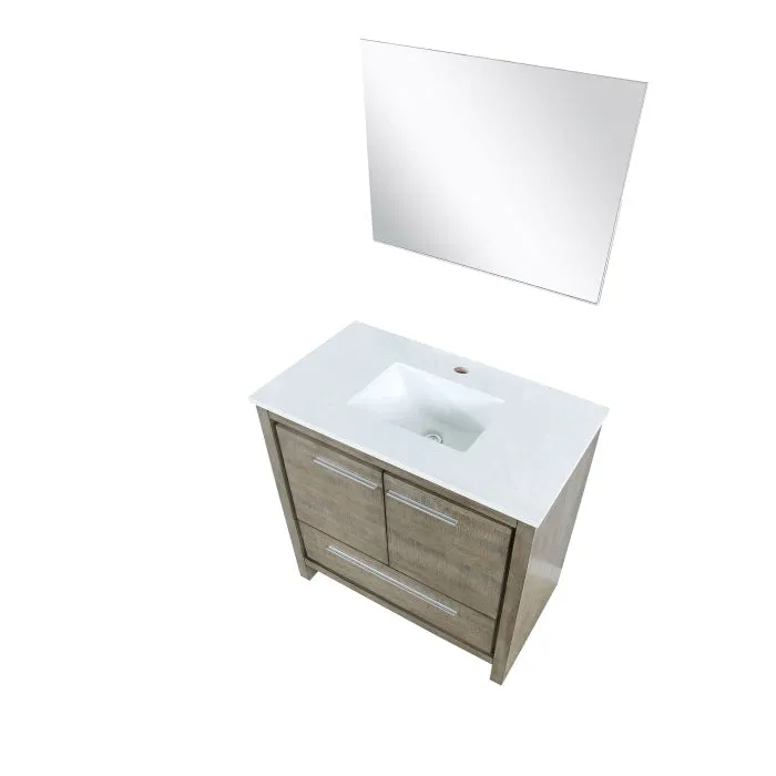 Lexora Lafarre Contemporary 36 Rustic Acacia Single Sink Bathroom Vanity w/ Frameless Mirror | LLF36SKSOSM28