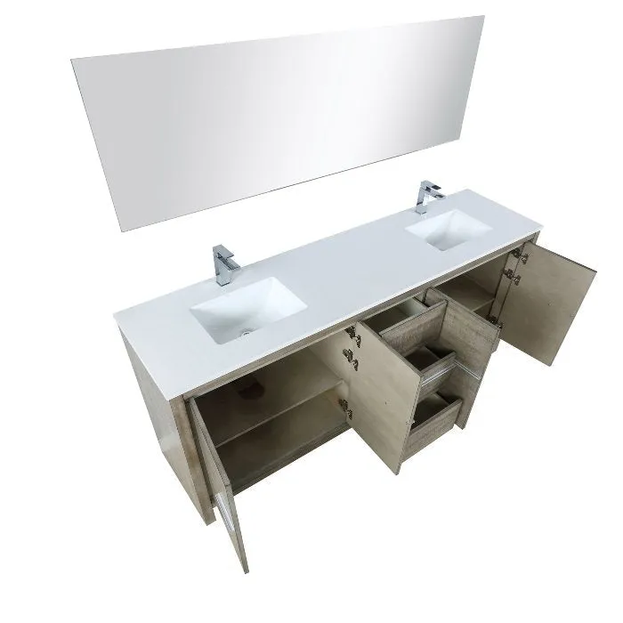 Lexora Lafarre Contemporary 80 Rustic Acacia Double Sink Bathroom Vanity Set w/ Labaro Rose Gold Faucet | LLF80DKSODM70FRG