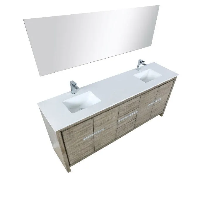 Lexora Lafarre Contemporary 80 Rustic Acacia Double Sink Bathroom Vanity Set w/ Labaro Rose Gold Faucet | LLF80DKSODM70FRG