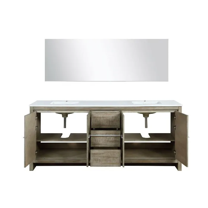 Lexora Lafarre Contemporary 80 Rustic Acacia Double Sink Bathroom Vanity w/ Frameless Mirror | LLF80DKSODM70