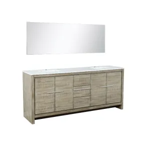 Lexora Lafarre Contemporary 80 Rustic Acacia Double Sink Bathroom Vanity w/ Frameless Mirror | LLF80DKSODM70