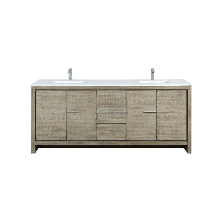 Lexora Lafarre Contemporary 80 Rustic Acacia Double Sink Bathroom Vanity w/ Labaro Brushed Nickel Faucet | LLF80DKSOD000FBN