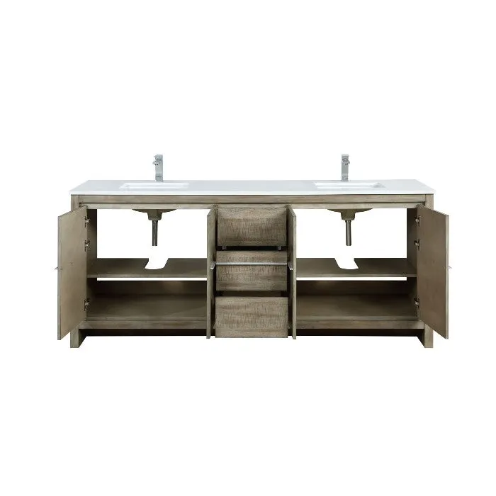 Lexora Lafarre Contemporary 80 Rustic Acacia Double Sink Bathroom Vanity w/ Labaro Brushed Nickel Faucet | LLF80DKSOD000FBN