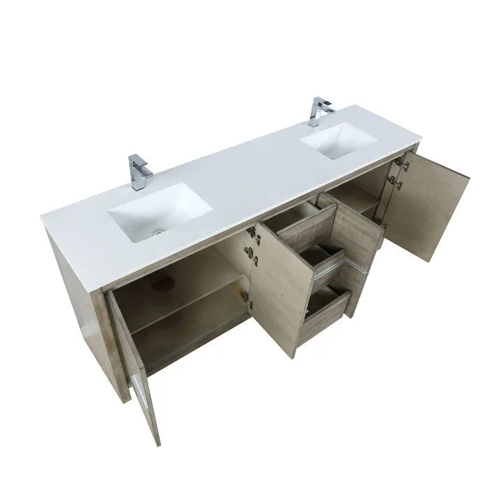 Lexora Lafarre Contemporary 80 Rustic Acacia Double Sink Bathroom Vanity w/ Labaro Brushed Nickel Faucet | LLF80DKSOD000FBN