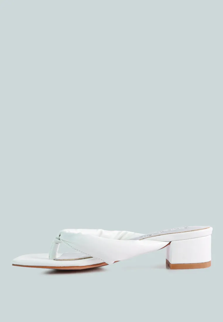 MEMESTAR  White Low Heel Thong Sandals