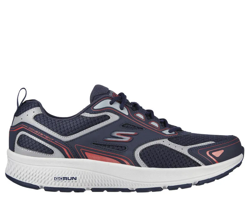 Men's Wide Fit Skechers 220034 Go Run Consistent Running Trainers - Navy/Red - Goga Mat