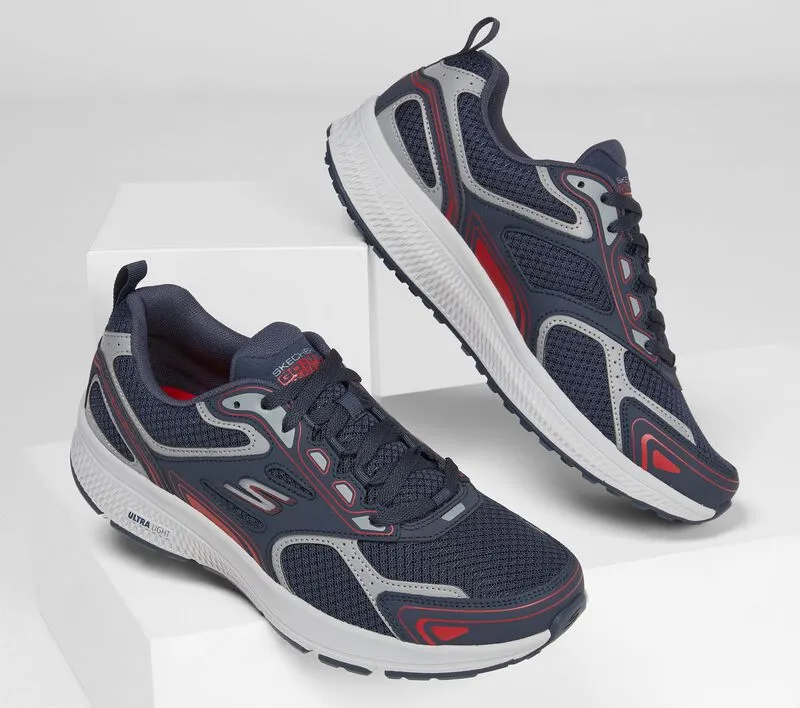 Men's Wide Fit Skechers 220034 Go Run Consistent Running Trainers - Navy/Red - Goga Mat