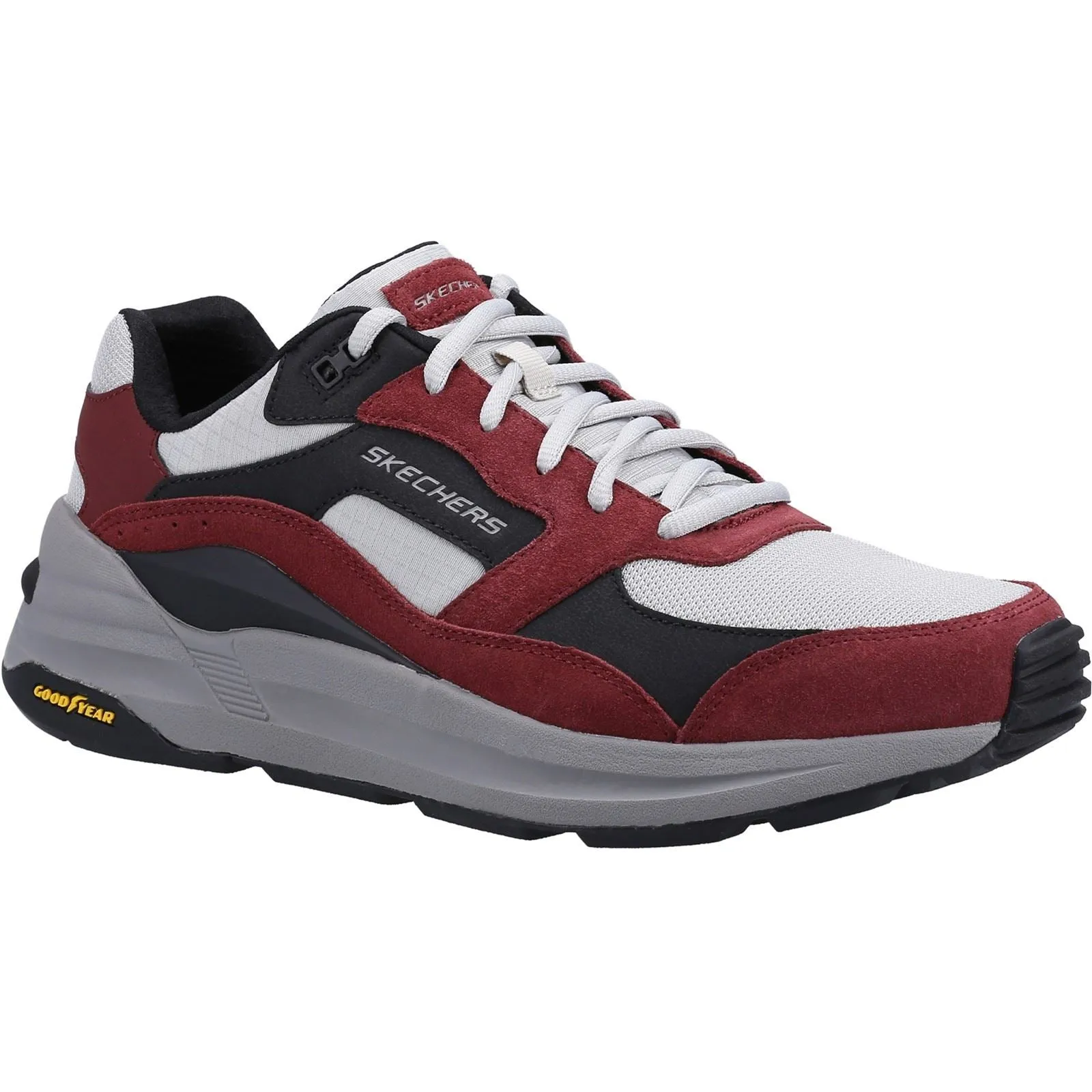 Men's Wide Fit Skechers 237200 Global Jogger Trainers - Burgundy