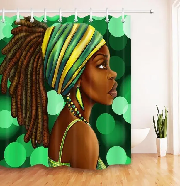 Modern Art Shower Curtain Set - Vibrant Elephant & Elegant African Girl Options