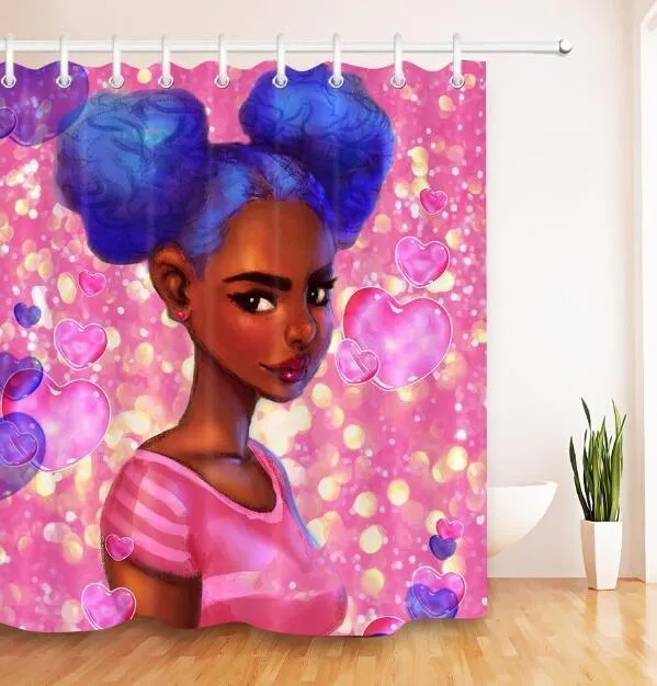 Modern Art Shower Curtain Set - Vibrant Elephant & Elegant African Girl Options