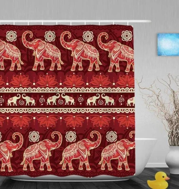 Modern Art Shower Curtain Set - Vibrant Elephant & Elegant African Girl Options